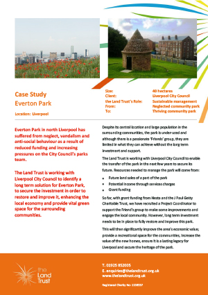 Case study for The Land Trust's Everton Park in Merseyside.