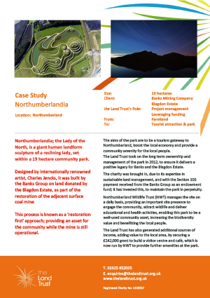 A case study of The Land Trust's Northumberlandia site in the north east of England.