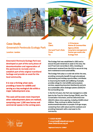 A case study for The Land Trust's Greenwich Peninsula Ecology Park site.